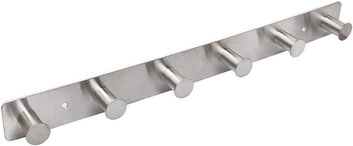 Roestvrijstalen Kapstokhaken met 6 Hangers, Zilver, Wandmontage
