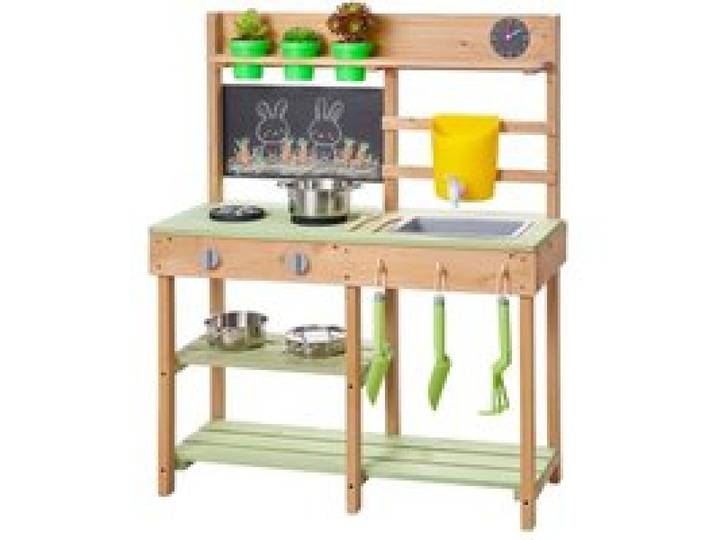 VEVOR Cuisine à Boue 76,2 cm Cuisine Patouille Extérieur Enfant pour Jouer avec Eau et Sable, en Bois, avec Pots Plantation, Pelles à Jardiner, Réservoir Eau, Évier, Spatules, Casseroles, Accessoires