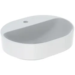 Geberit VariForm Aufsatzwaschtisch 500776002 50x40cm, mit Hahnlochbank, ohne Überlauf, elliptisch, weiß KeraTect