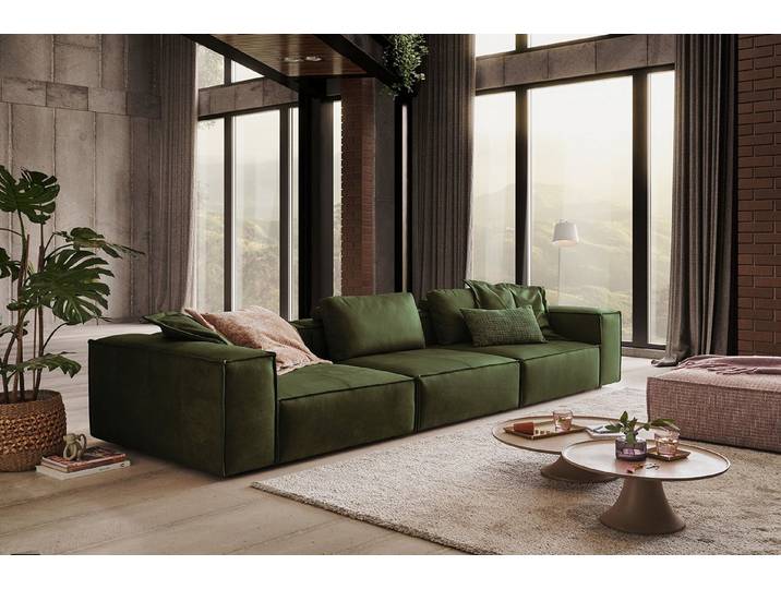 KAWOLA 4-Sitzer CARMO, Sofa Couch Leder verschiedene Farben 366x118 cm