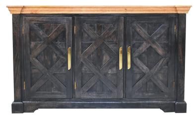 Artisan Furniture Solid Wood Regal Ash Black Rustic Sideboard - N/A