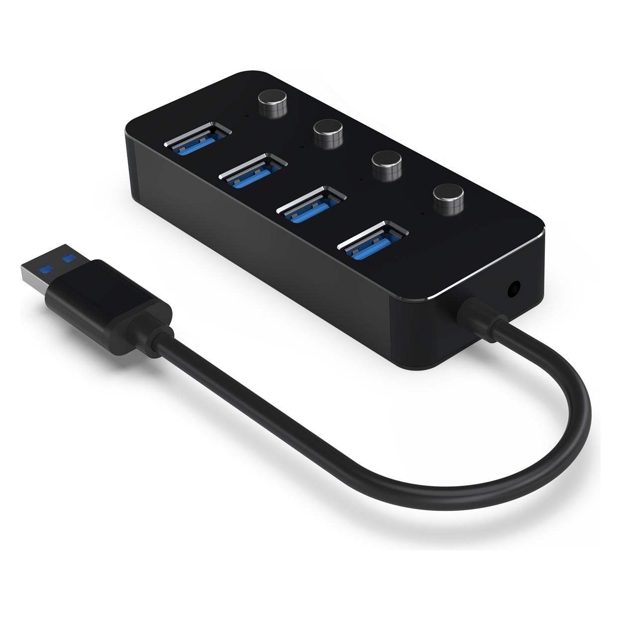 Gembird USB 3.1 Gen 1 4-Port Hub mit Schaltern schwarz (USB-A, 4 Ports) (UHB-U3P4P-01)
