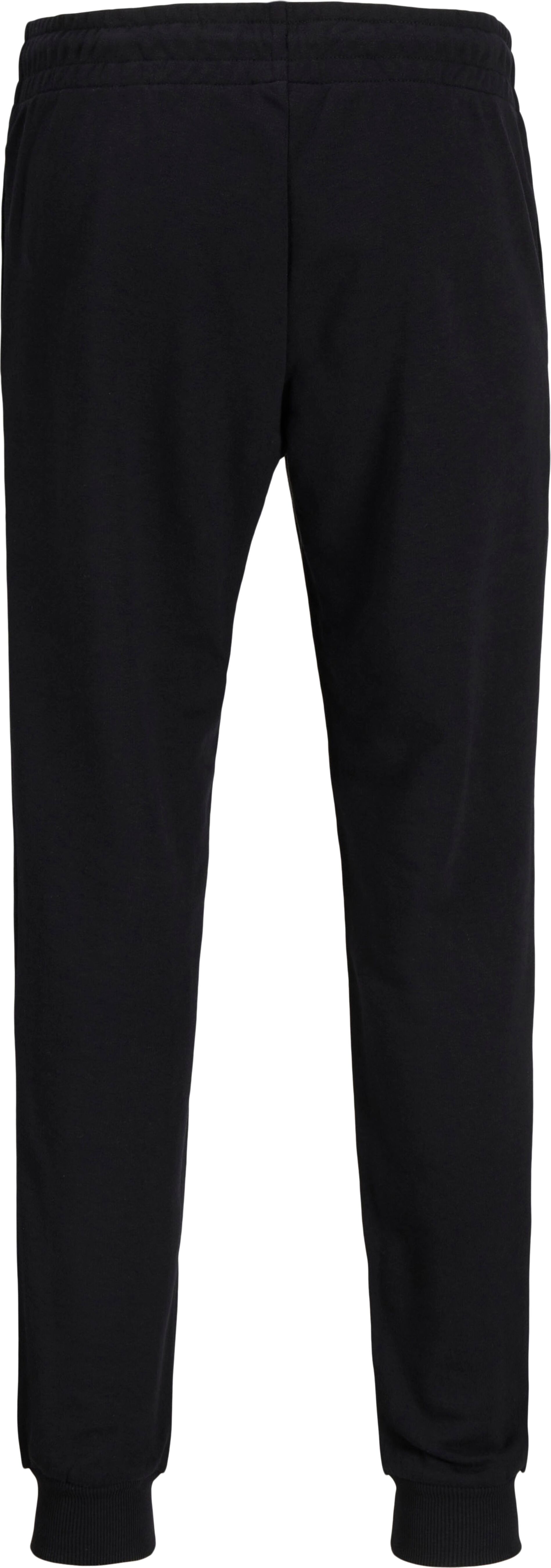 Sweathose "JPSTGORDON JJSIMON SWEAT PANTS NAF PLS", Herren, Gr. 44 (5XL), N-Gr, schwarz, angeraute Sweatware, Obermaterial: 60% Baumwolle, 40% Polyester, JACK & JONES PLUSSIZE, bedruckt, normal normal, Hosen Sweathose schwarz 44 (5XL), N-Gr