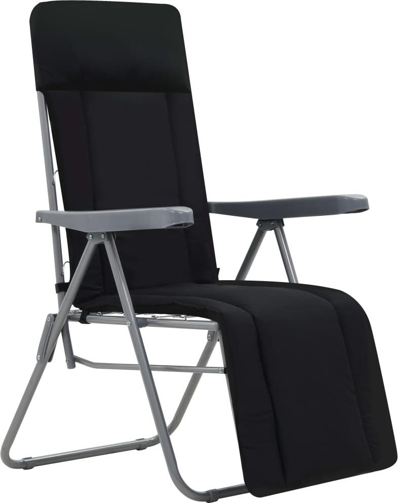 vidaXL Set van 2 Klapstoelen met kussen, zwart