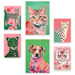 POSTER Set Mit 6 Rosa Haustiere A3 & A4 Rahmenlos