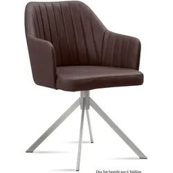 ARMLEHNSTUHL (6er-Set) Dorthe 58x81x60 Edelstahl/Braun