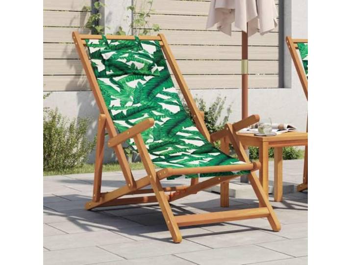 HEFZGDB Strandstuhl aus Eukalyptusholz mit 3-Fach Verstellung, atmungsaktivem Stoff und Klappfunktion für Garten, Terrasse und Balkon – robuster und komfortabler Lounge-Sessel