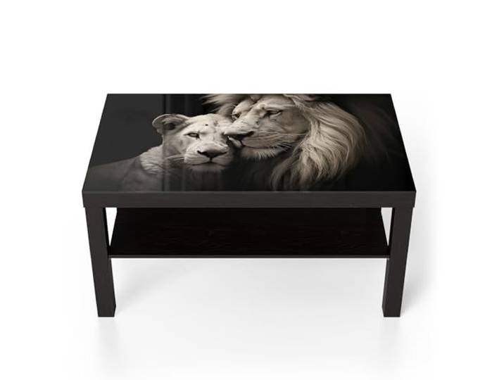 DEQORI Glastisch schwarz groß 90x50 cm Motiv Zarte Wildheit ausgefallener Beistelltisch aus Glas Hochglanz Couchtisch fürs Wohnzimmer moderner Couch Tisch mit Design