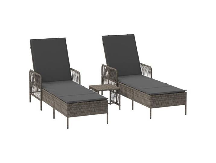 (SOLDE d'été) Ensemble de Chaises longues Bain de soleil VIDAXL Ensemble de 3 Gris et gris foncé SOL593039