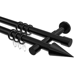 GARDINENSTANGE Prestige Savio 360 cm (geteilt in 2 x 180 cm), 2-läufig, 20 mm Ø Schwarz