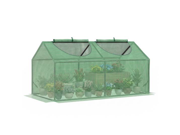 ComfortXL Gewächshaus De-11938 mit 2 Rollfenstern & PE-Bache Dunkelgrün, Kunststoff, 60x60x120 cm, Gartenzubehör, Gartenhäuser & Gewächshäuser