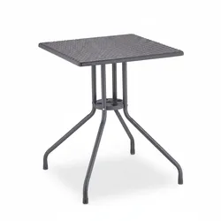 Relaxdays Gartentisch Rattan-Optik, quadratisch, HBT: 75x61x61cm, Balkontisch, Kunststoff & Metall, Outdoor Tisch, grau