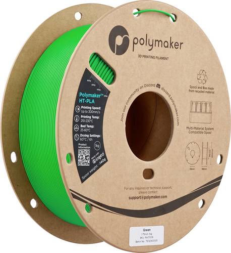 Polymaker PA17006 HT-PLA Filament PLA, HT-PLA Hochtemperaturbeständig, Highspeed Filament 1.75mm 1000g Green, Grün 1St.