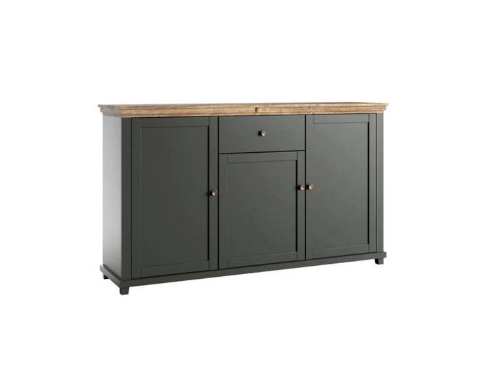 Petits-meubles Sideboard Martin Grün und Holz, Holzwerkstoff, 1 Schubladen, 160x93x42 cm, Kleinmöbel, Kommoden, Sideboards