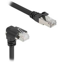 Delock 80922 RJ45 Patchkabel CAT 6 SF/UTP 2.00 m Schwarz 90° nach unten gewinkelt 1 St.