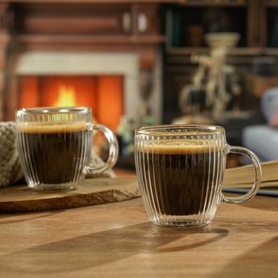 JoyJolt Fluted Savor Double Wall Espresso 5.4oz - Set of 6