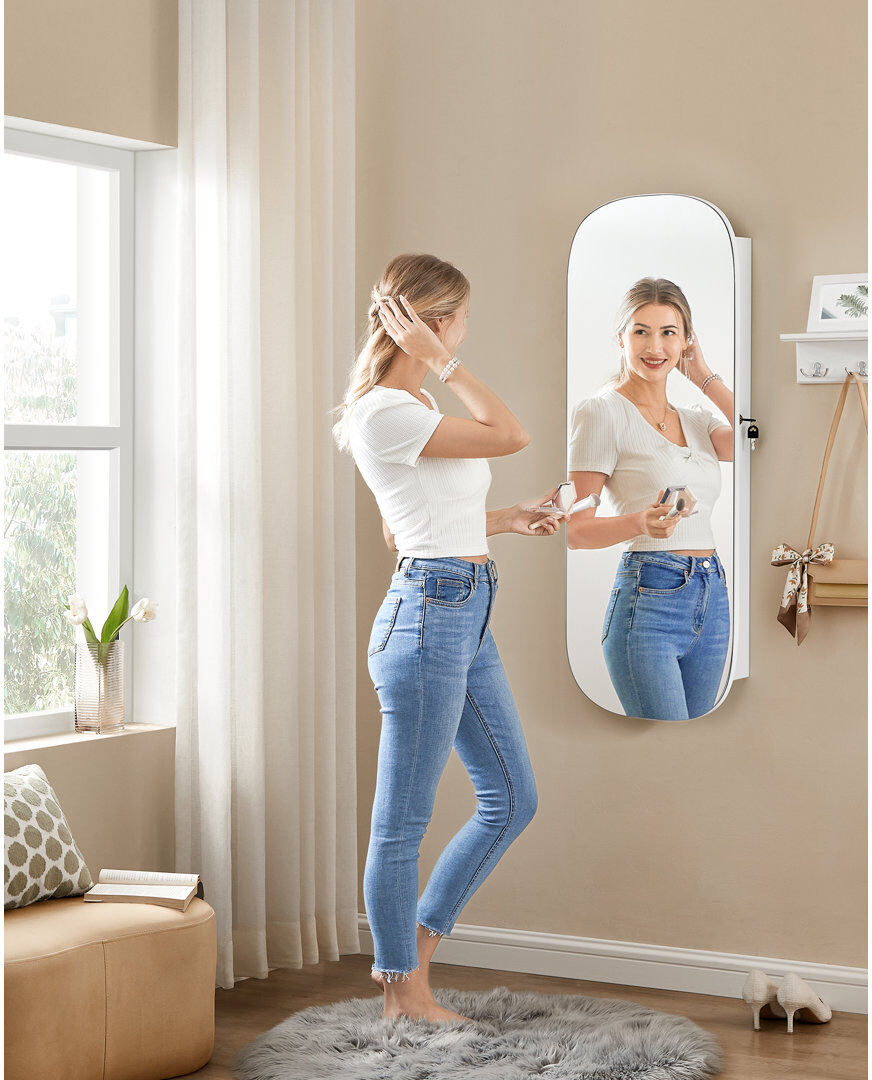 SONGMICS Over-the-Door Jewellery Cabinet Jewelry Armoire White 108cm H X 42cm W X 10cm D