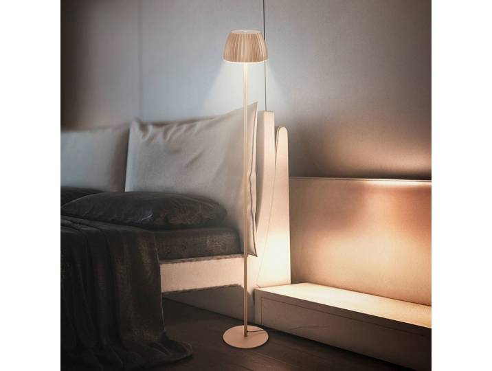LED-vloerlamp Loca, dimbaar, bruin / roest, Woon-/ Eetkamer, metaal, Modern, LED vloerlamp