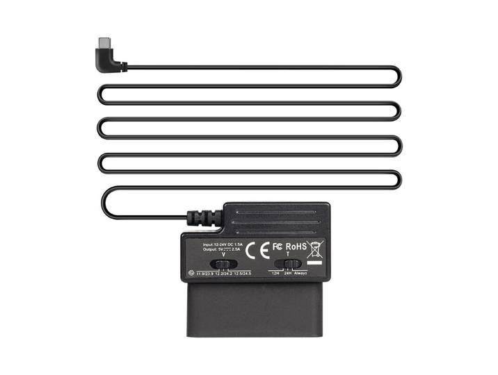 KAWA Câble d'alimentation OBD pour Dashcam, Kit d'adaptation OBD vers Type-C avec câblage direct, Mode stationnement 24/7, Protection contre les sous-tensions à 3 niveaux, Détecteur d'accident, Enregistrement continu Plug &amp; Play