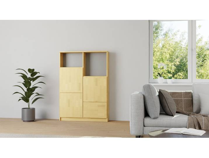 Stylishes Highboard Buche Natur geölt
