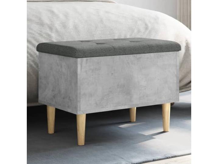 VIHHQGC Sitzbank mit Stauraum Betongrau 62x42x46 cm Holzwerkstoff Gepolstertes Sitzkissen, stabiler Holzrahmen, feuchtigkeitsbeständig, offen haltbarer Deckel, vielseitig einsetzbar