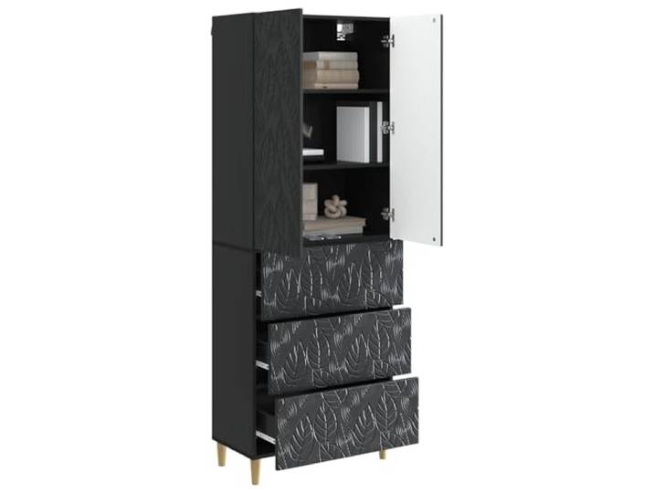 KTHLBRH Schrank-Set 2 Stück schwarz 66 x 34,5 x 90 cm Technisches Holz, 3 Schubladen, 2 Einlegeböden, abschließbare Türen, für Büro oder Wohnzimmer