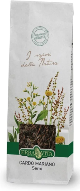 Erba Vita Cardo Mariano Semi, 100g, Integratore Naturale per Fegato e Colesterolo, Benefici del Cardo Mariano