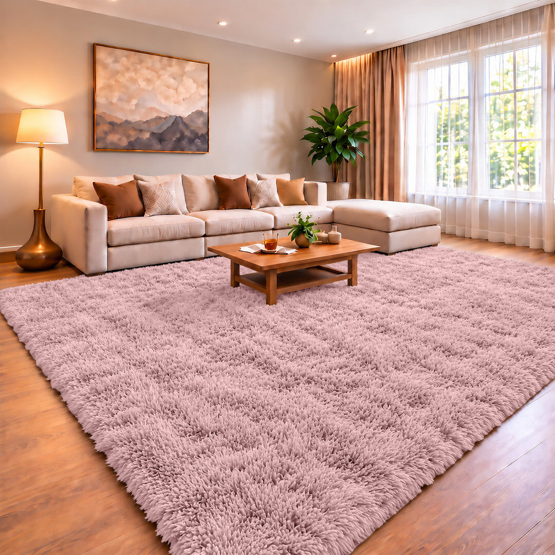 Yorkshire Bedding Soft Fluffy Living Room Large Area Rug PINK 160X230