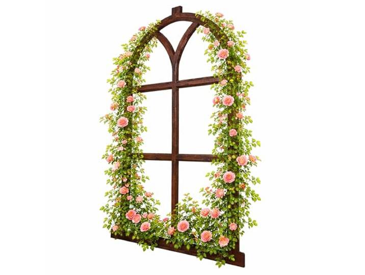 Relaxdays Stallfenster Gusseisen, Vintage Fensterrahmen, braun