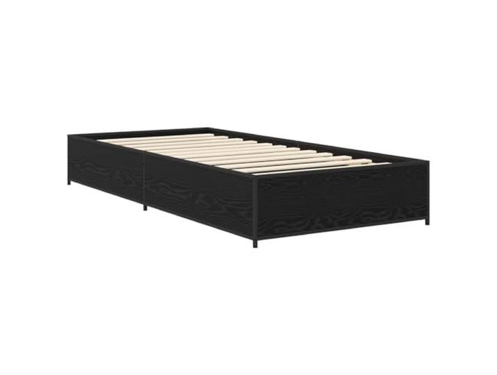 KTHLBRH Bettgestell Eiche Schwarz 80 x 200 cm Technisches Holz, Stahlbeine, feste Latten, Unterstützung 140 kg