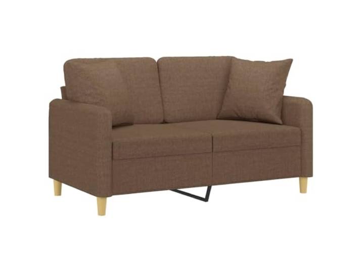 pokgdf 2-Sitzer-Sofa mit Zierkissen Braun 120 cm Stoff Metallgestell Stabil, PP-Baumwolle Füllung, Dick Polsterung, 110 kg pro Sitz