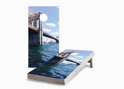 Skip's Garage Brooklyn Bridge Corn Hole Board Set w Case & Lights