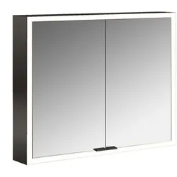 Emco prime Aufputz-Lichtspiegelschrank 949713562 800x700mm, 2-türig, schwarz/spiegel