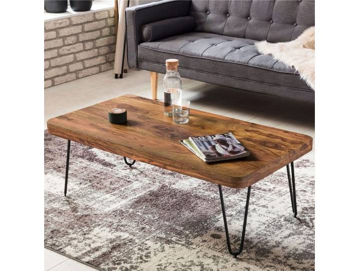 WOHNLING Table basse design solide Sheesham bois table basse 115x60x40cm New