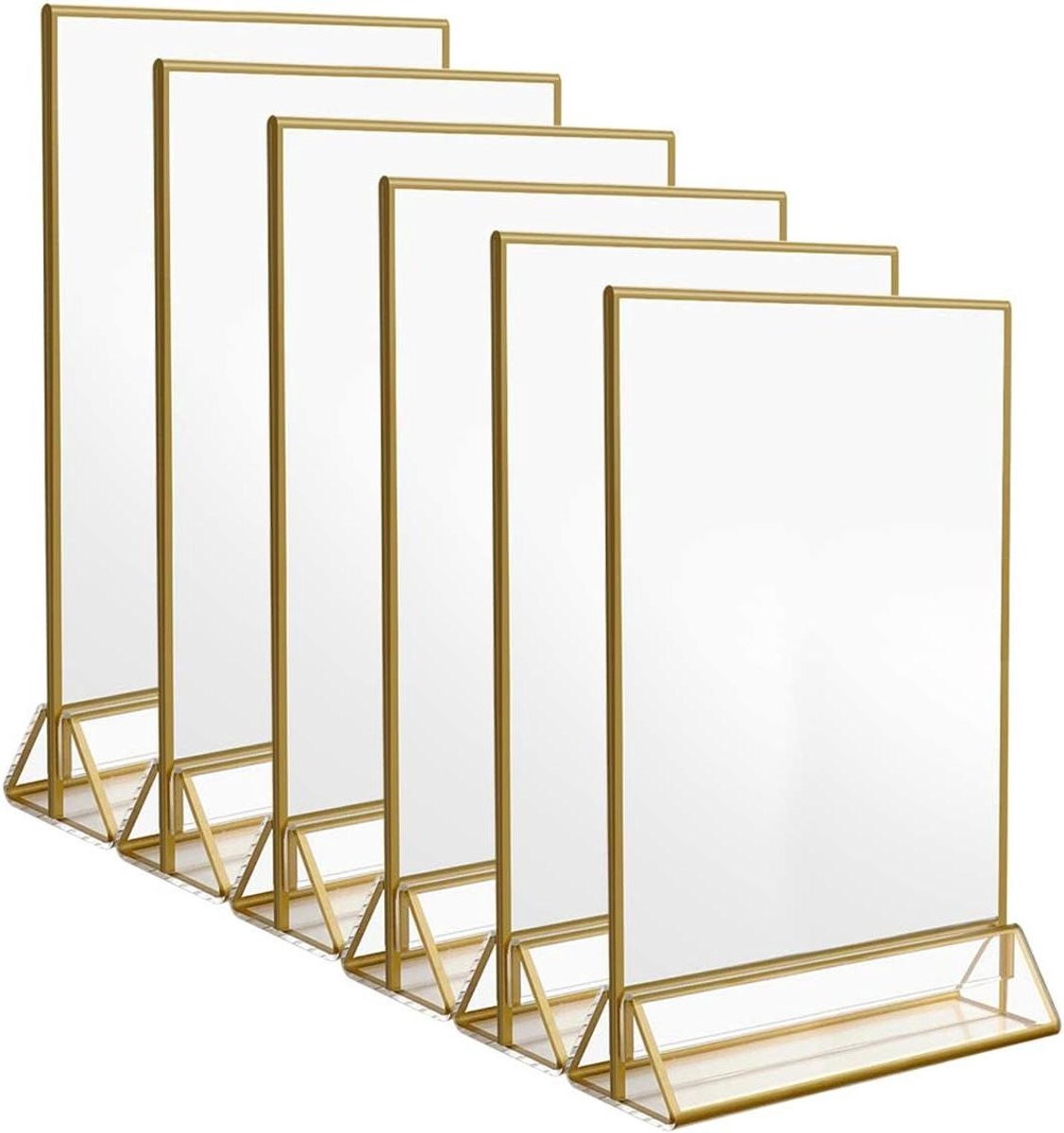 Acryl Bordhouder Menuhouder Dubbelzijdig Display Goud 8.5 x 11 inch