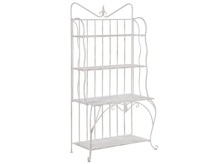 Beliani Gartenregal beige Metall 4 Ablageflächen klappbar Pavona, Beige, 94x170x50 cm, Dekoration, Gartendeko