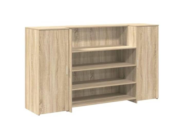 POUFGDR Empfangsschreibtisch, Eiche, Sonoma, 180 x 50 x 103,5 cm, Holz Großer Stauraum, integrierter Schrank, glatte Oberfläche, einfache Installation, vielseitig einsetzbar