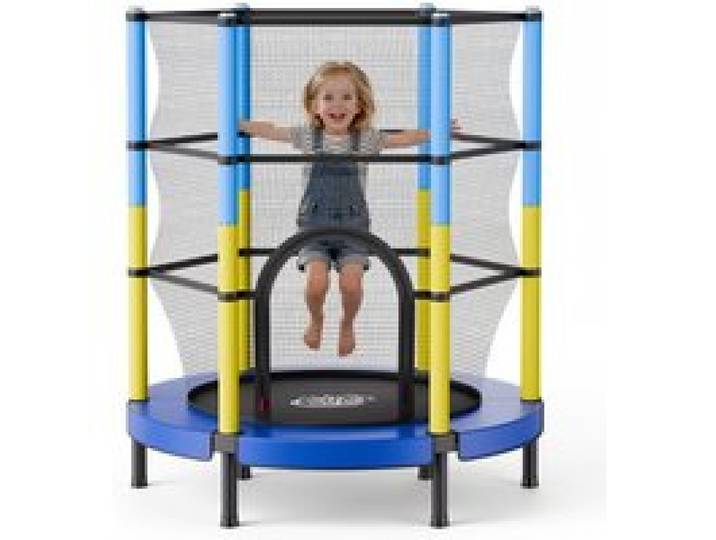 VEVOR Trampoline pour Enfants 140 cm Mini-trampoline avec Filet de Sécurité, Pour Tout-petits Intérieur Extérieur Jardin Aire de Jeux, Rond, Capacité de Charge Maximale 60 kg, Stabilité Optimale