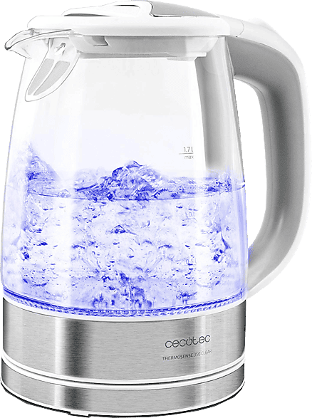 Hervidor de agua - Cecotec Thermosense 350, 2200 W, 1.7 L, Vidrio Borosilicato, Filtro Antical