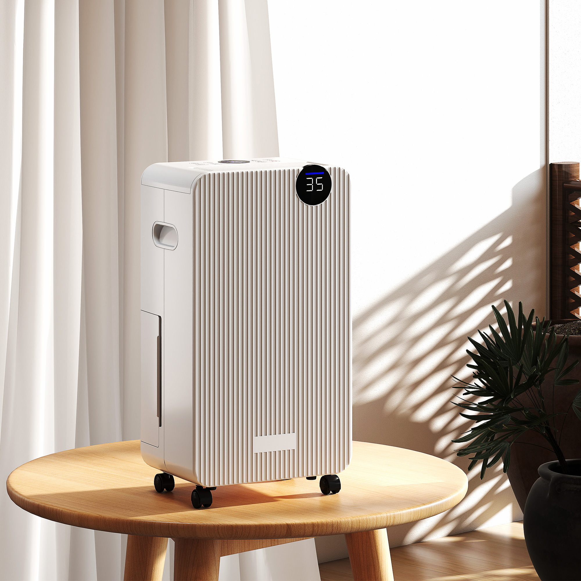 Homcom Deumidificatore 12 L/giorno, deumidificatore silenzioso, serbatoio d'acqua 2,1 L, display LED, 28x18,5x50,5cm, bianco   Aosom Italy