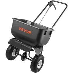 VEVOR Streuwagen 3,66 m Streubreite, Düngestreuer mit 36,3 ​​kg Tragkraft & 10 Zoll Rädern, Schleuderstreuer als Aussaathilfe oder Düngerwagen für Saatgut, Dünger, Streusalz & Enteisungsmittel