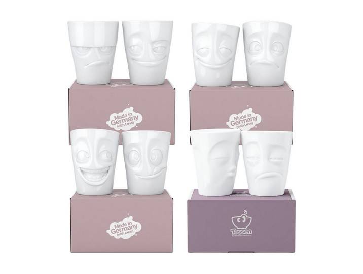 FIFTYEIGHT PRODUCTS Becher Becher ohne Henkel Set 8-tlg. in weiss, 350 ml, Porzellan, Geschenk-Set 8-tlg.