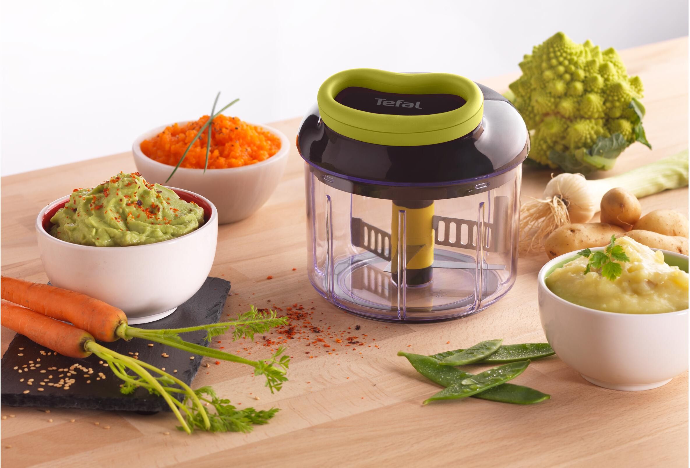 Tefal Gemüsehacker "Ingenio mit 4 Einsätzen", silber (schwarz, silberfarben, transparent), B:14cm H:15,5cm T:20,5cm, Zerkleinerer, Gemüsehacker schwarz, silberfarben, transparent Einheitsgröße