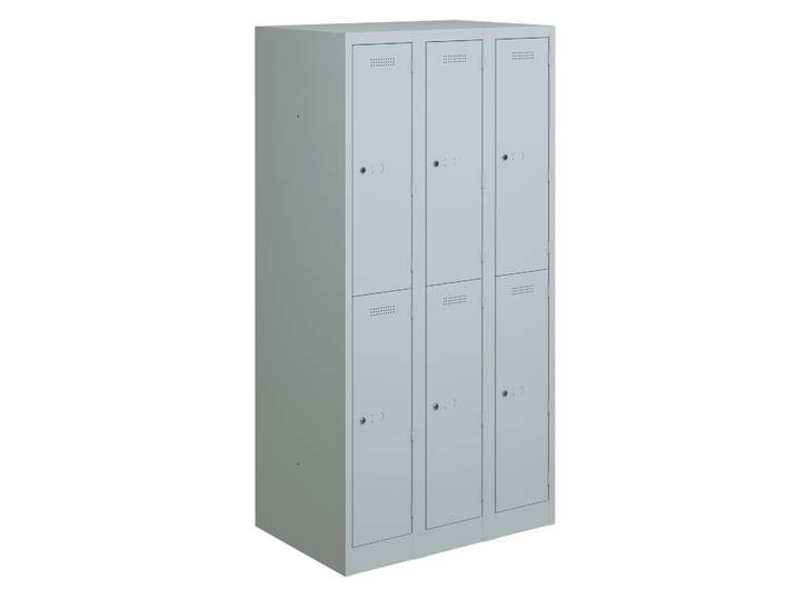 Wardrobe Bisley Primary Locker, Light gray, with 6 doors, with key, New Robust - ideal for offices and reception areas