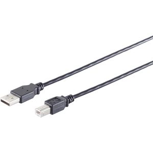 S-Conn USB-Kabel 13-23005 USB 2.0, 0,25 m, Anschlusskabel, A Stecker / B Stecker, schwarz