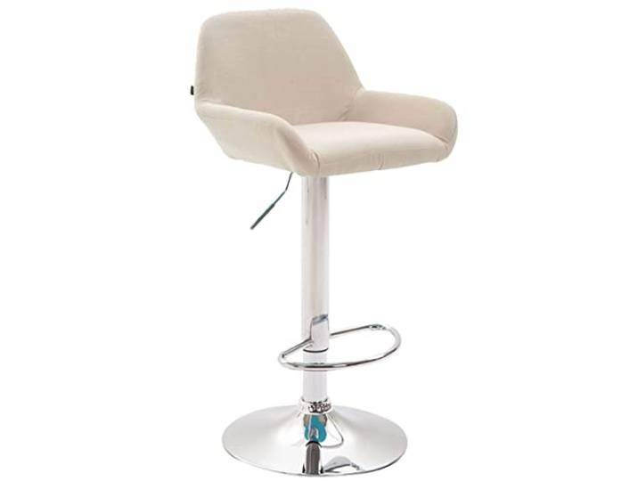 TPFLiving Barhocker Bragnum mit bequemer Rückenlehne und angenehmer Fußstütze - Sitzfläche 360° drehbar und höhenverstellbar - Gestell Metall Chromoptik - Sitzfläche: Stoff Creme