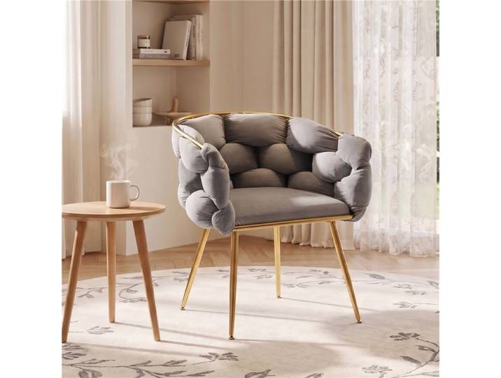 Fauteuil design luxueux cadre métallique pour chambre ou salon assise confortable idéal maquillage ou dîner