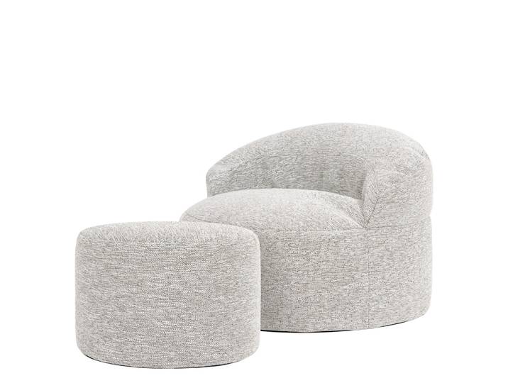 Pouf poire fauteuil d'appoint avec repose-pied rond en tissu, naturel