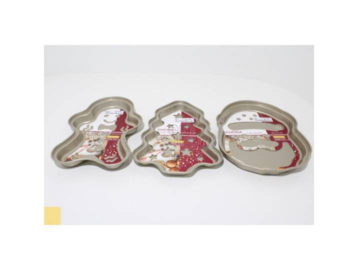 Kuchenform X-Mas sort. 24x18x4cm champag - Farbe: champagner - Material: Stahl - 1353