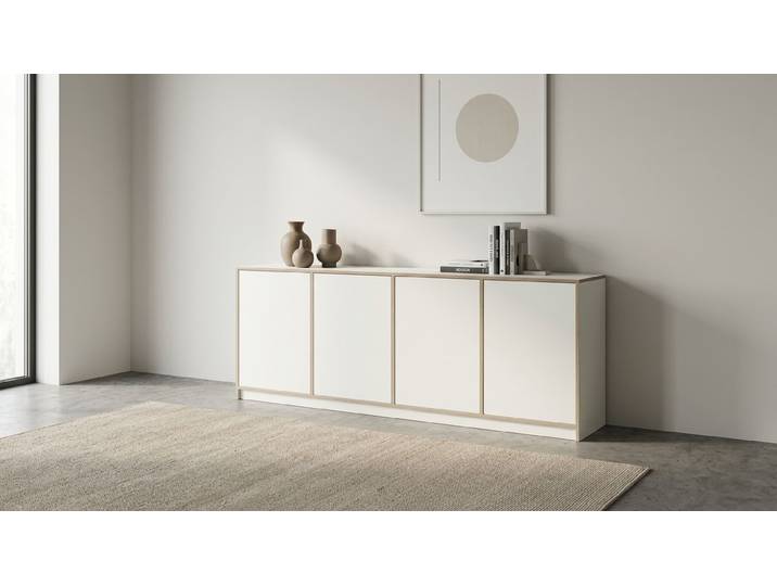 Pickawood Sideboard Premium Dekore Weiß Multiplex Kante